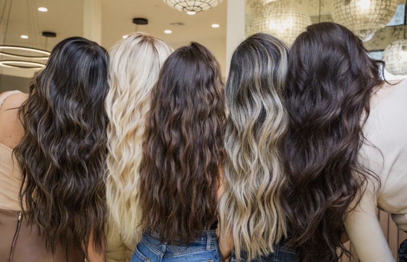 Long hair results seen from behind in the salon